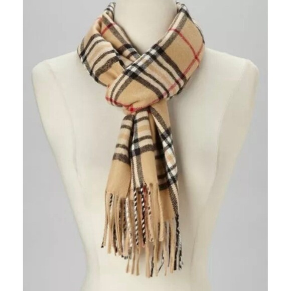 Boutique Accessories - The Scottish Cloud: Pure Cashmere Beige Tartan Scarf (72" Luxury)MEN/WOMEN
